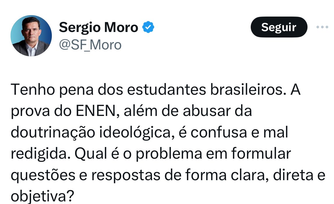 O ex juiz e futuro ex senador, que não sabe escrever ENEM.

Passa vergonha falando e escrevendo ✔️