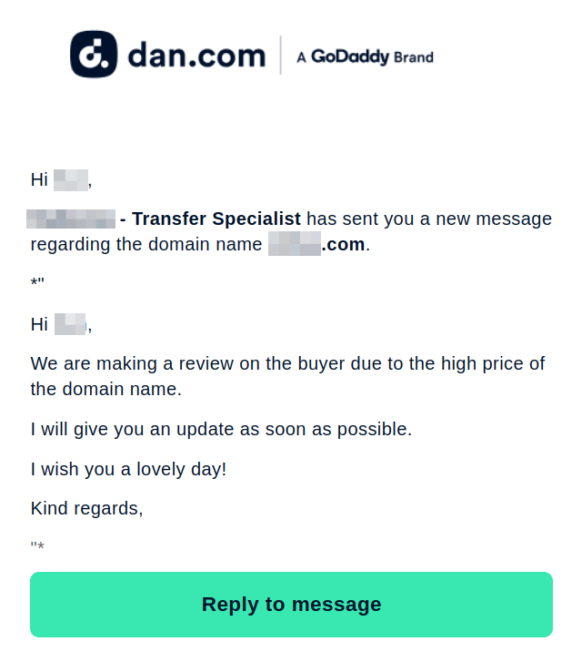 The status of another #domain sale. Interesting, why not review it before I transfer the name.🙂