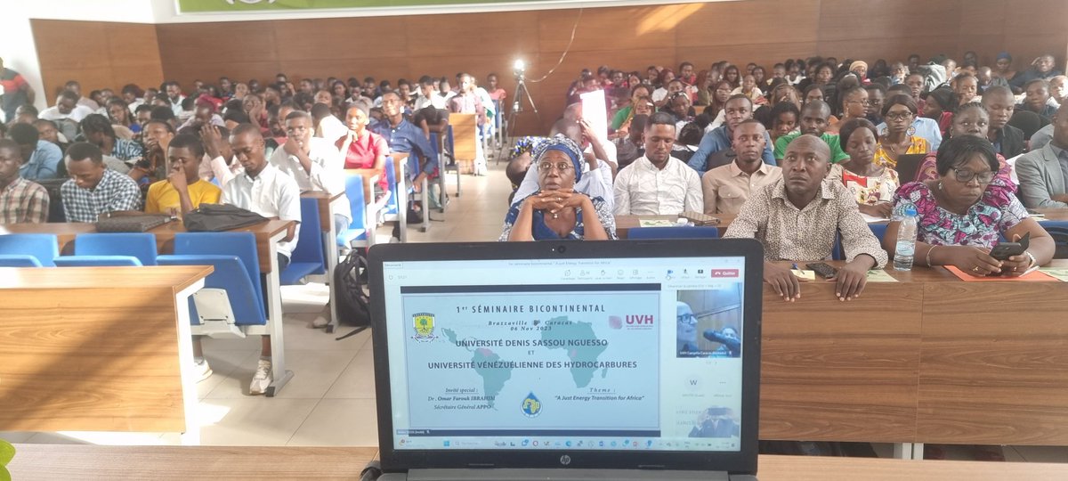 Desde Salón Simón Bolívar de PDVSA, #UniversidadVenezolanaDeLosHidrocarburos UVH🇻🇪 y Universidad DENIS SASSOU-N'GUESSO🇨🇬, inician Intercambio de Saberes con la Ponencia "A JUST ENERGY TRANSITION FOR AFRICA" del Dr. Omar Farouk, Secretario General de la APPO🌍