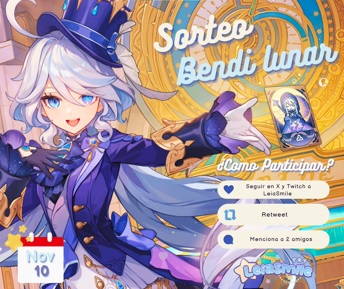 LeiaSmile94's tweet image. 🩵(っ◔◡◔)っ𝑺𝒐𝒓𝒕𝒆𝒐 𝒅𝒆 𝑩𝒆𝒏𝒅𝒊 𝑳𝒖𝒏𝒂𝒓 𝑽𝒆𝒓𝒔𝒊𝒐𝒏 4.2  🩵

Sigue los siguientes pasos: 

🩵Seguirme en Twitch twitch.tv/LeiaSmile 
🩵 Seguirme y darle RT a este Tweet.
🩵 Menciona 2 personas en los comentarios

Mucho animo a todos y buena suerte en sus…