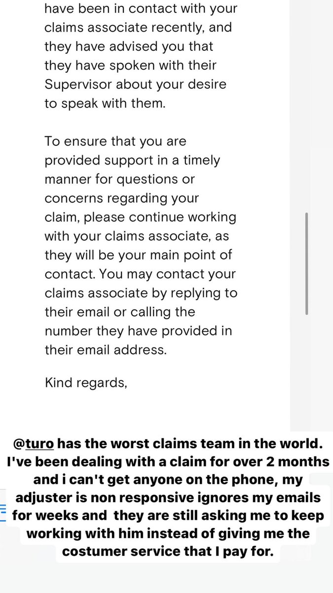 LegendaryNupe's tweet photo. @turo has the worst costumer service and claims team. Beens dealing with a claim for over 2 months with little to no communication or response from my adjuster https://t.co/f6kagT5xJg