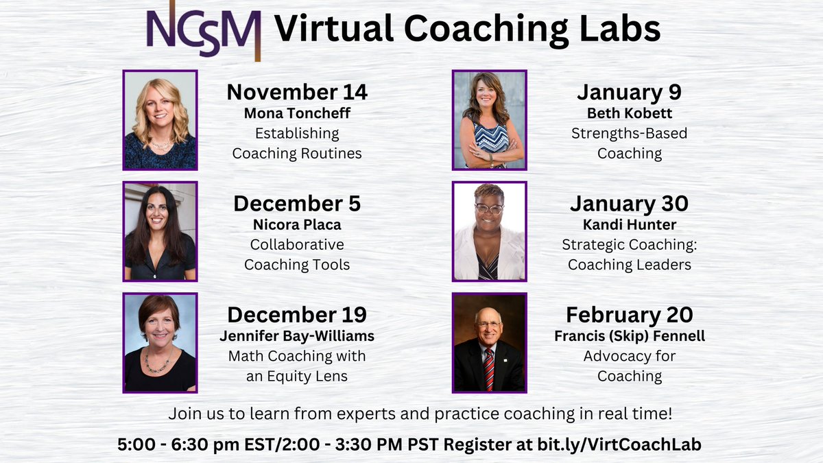 💡The 2nd annual Virtual Coaching Labs are here! Join us as we learn about strategic coaching strategies with other bold mathematics leaders and practice our craft in real time. Register now at bit.ly/VirtCoachLab #NCSMBOLD