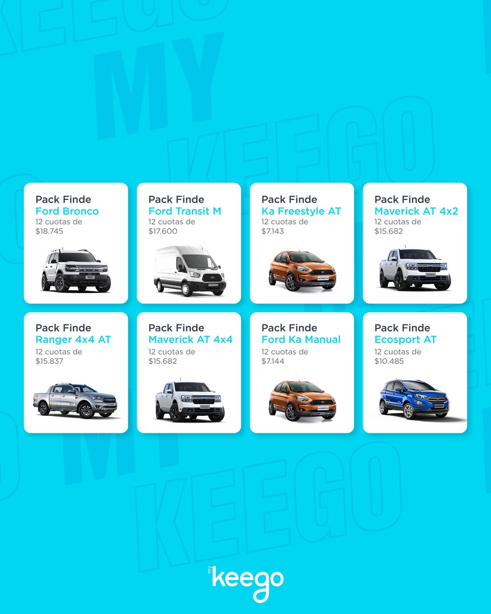 MyKeego_Arg's tweet photo. YA‼️ Y durante todo el martes 7/11 🔛

1️⃣2️⃣ cuotas si interés en EXPERIENCE PACK finde, 7, 14 y 30 días 🚘 

Entrá ya a la app y reservá el tuyo 📲

#MyKeego #Carsharing #SomosLoQueCompartimos #GeneraciónKeego https://t.co/RbCEqwZFb6