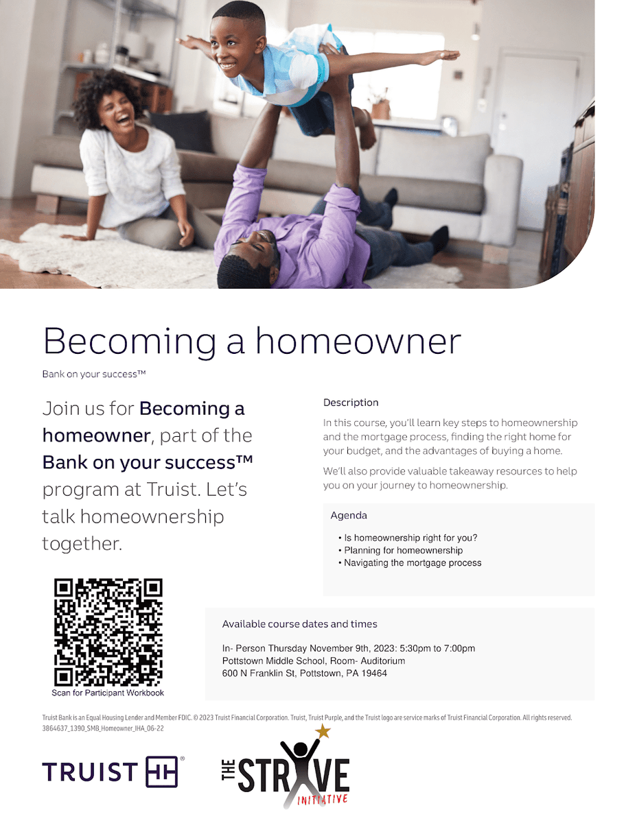 STRIVEFirst's tweet photo. REGISTER TO ATTEND &amp; be entered for a chance to win a $50 Visa Gift Card at the meeting! 💸
Sign up with the QR code today! 
Nov. 9th, 5:30-7 pm - Pottstown Middle School Auditorium 🏫 https://t.co/G54sbd0udt