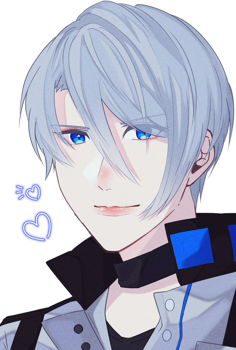 blue eyes solo 1boy male focus jacket white background heart  illustration images