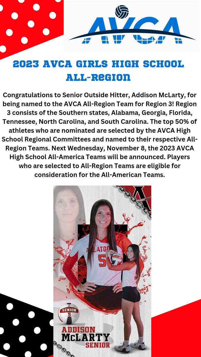 AllatoonaVB's tweet image. Congratulations to @AllatoonaVB senior @MclartyAddison. Go Bucs 
@toona_athletics 
@CCSD_AD 
@OfficialGHSA 
@AVCAVolleyball 
@GVCA10 
@allatoona_hs 
#anchoredinexcellence