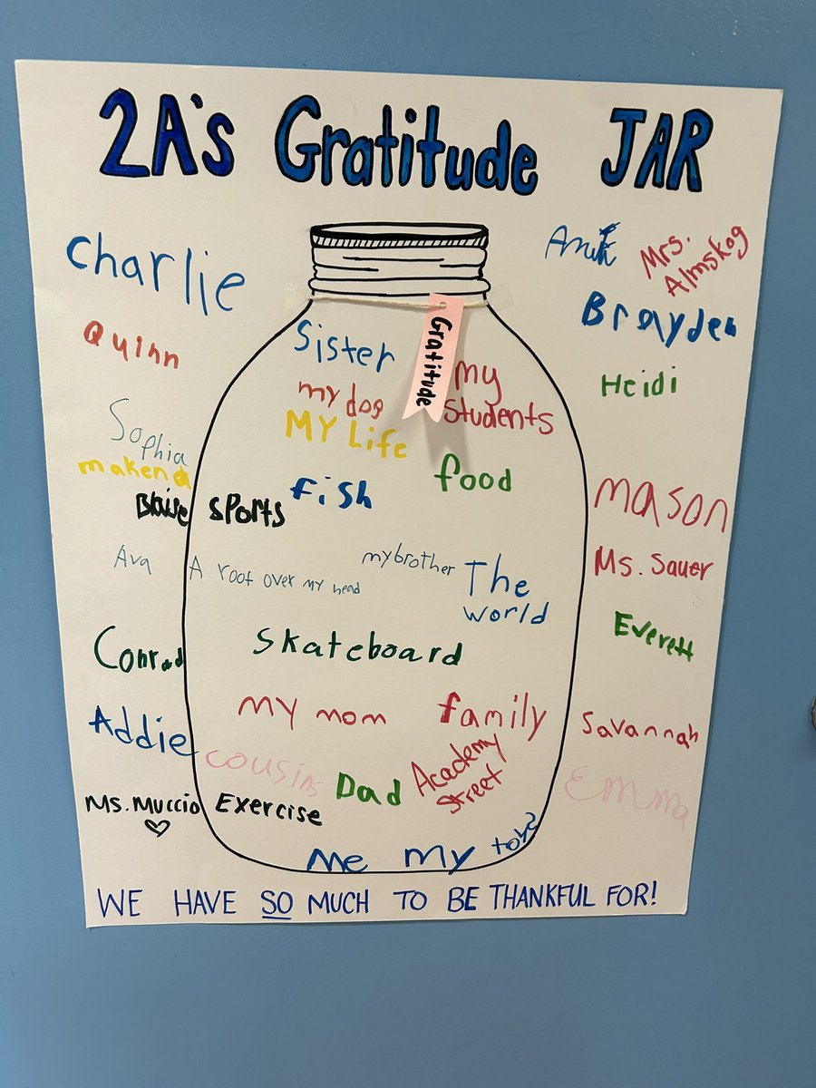 ❤️The gratitude jar! TY Ms. Muccio for working with our Academy Students on this important understanding! #cantbeatacademystreet