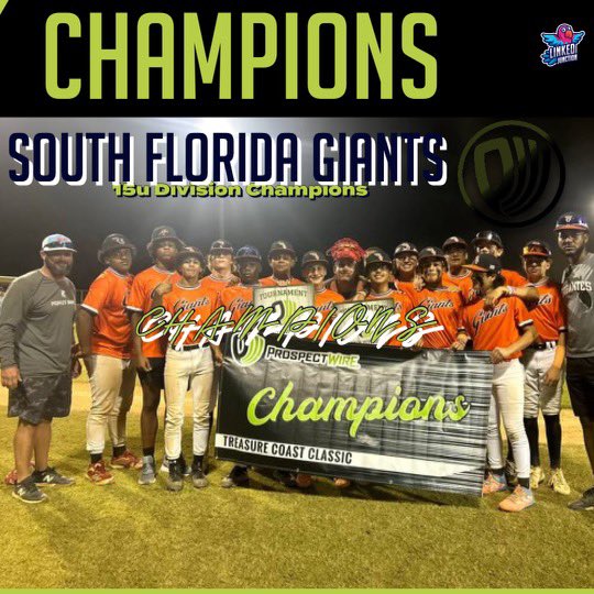 ProspectWire's tweet photo. 2023 Treasure Coast Classic
15U Division
#PWBaseball🏴‍☠️
#PWChampions🏆

🏆: South Florida Giants
Tournament Champions

🥇: Nick Seal
Tournament MVP

💪🏼: Kevin Blas
Tournament MVPitcher https://t.co/339ZesPnNE