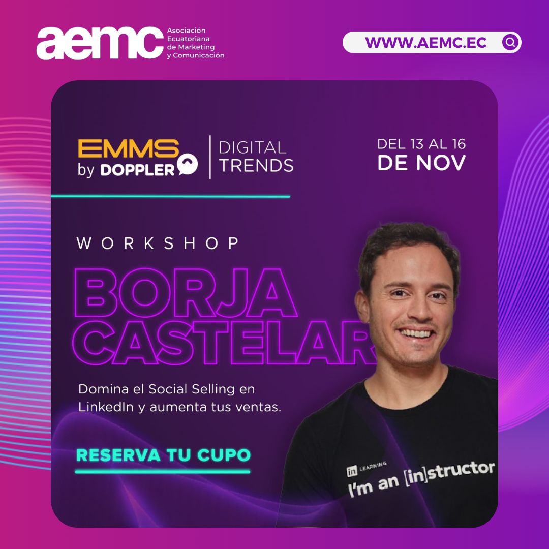 Se parte del evento EMMS Digital Trends! <a href="/fromDoppler/">Doppler - Marketing Multicanal</a> , un evento ONLINE y GRATUITO.

Uno de los speakers destacados es <a href="/borja_castelar/">Borja Castelar</a>, ex-Director de LinkedIn, orador con más de 250 conferencias y autor de 2 libros. 

Marca la fecha y reserva tu cupo: goemms.com/digital-trends…