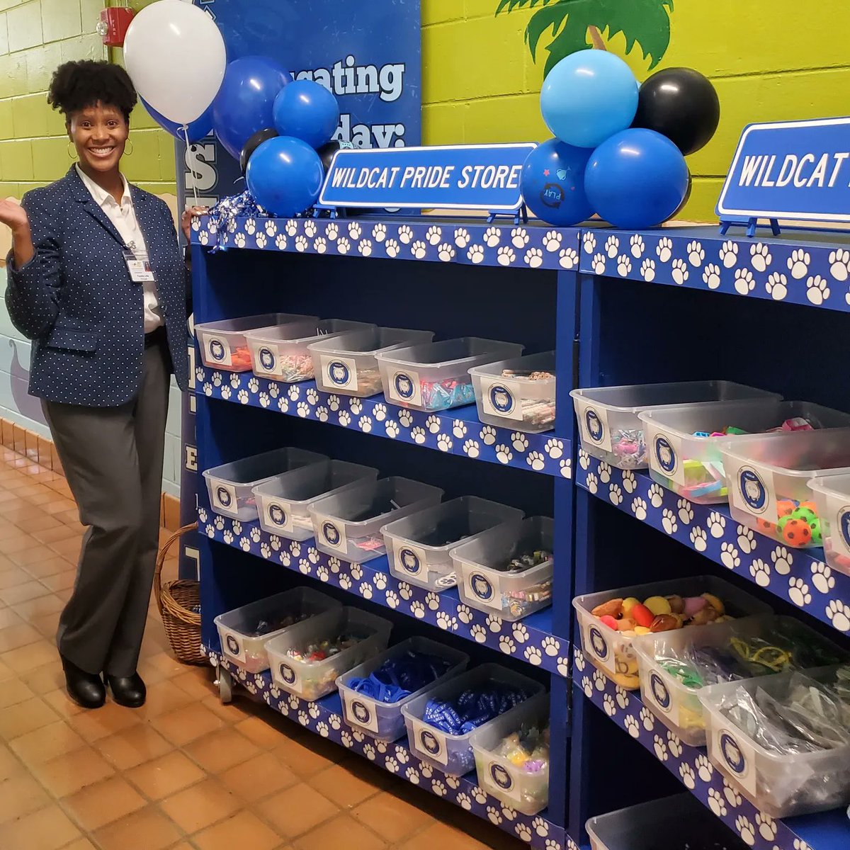Our Wildcat Pride Store officially opened today. Students earn shopping points for positive behavior. #LevelUp #wildcatpride @ua_wholechild @tcss_schools