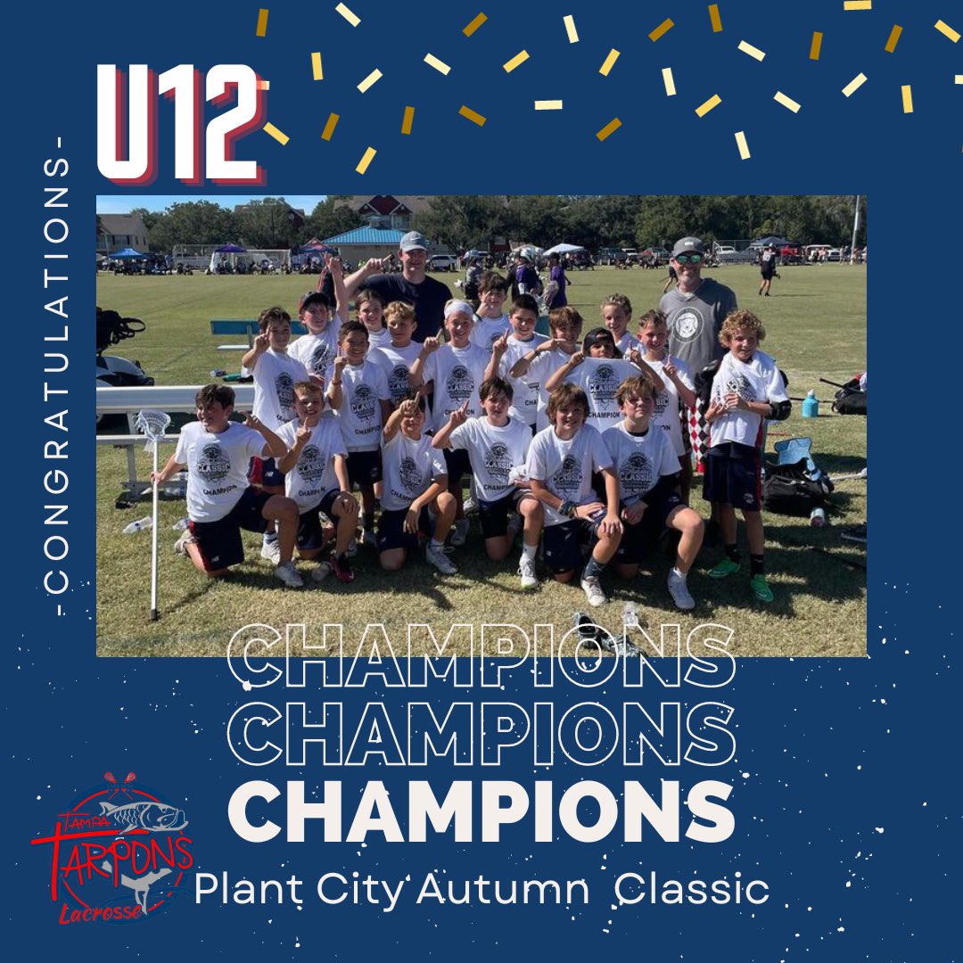 play_flc's tweet photo. Congratulations to the U12 South Tampa Tarpons on winning the U12 Championship this past weekend at the Plant City Autumn Classic!
.
.
.
.
#playflc #trainflc
#lacrosse #clublacrosse #lacrosseplayer #lacrosseboys #lacrosseteam #floridalacrosse #lacrossetraining #lacrossecoaching https://t.co/CVB9Q8Sero