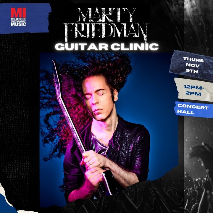 MIHollywood's tweet photo. November 9🔺 12pm-2pm 🔺 Concert Hall
Iconic guitarist and multi-platinum recording artist Marty Friedman is coming to MI for a special guitar clinic this week! 🎸 Come by and learn from a legend! 🤘
#martyfriedman #musiciansinstitute #mihollywood #guitarist https://t.co/qTMHvRBZcK