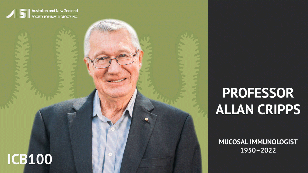 ImmunolCellBiol's tweet photo. Allan William Cripps: a mucosal immunologist and mentor from beginning to end https://t.co/ctnGpsAPYV

This biography by Prof Maree Gleeson and @anothernicwest is part of #ICB100, celebrating 100 years of the journal.

@ASImmunology @WileyBiomedical https://t.co/QxmH32Hv4R
