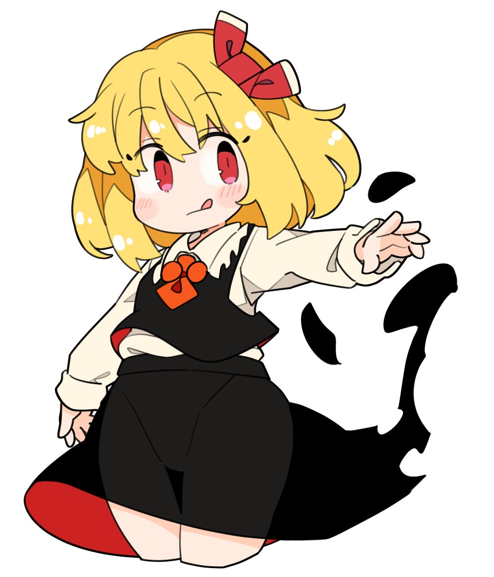 rumia 1girl blonde hair red eyes tongue skirt cropped legs white background  illustration images