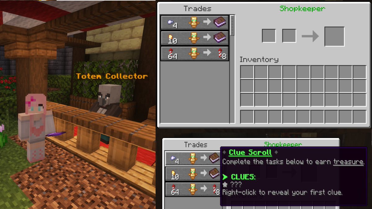 PlayHexwood's tweet photo. WHAT'S THIS?! New dev update has brought GOLD Clue Scrolls to MCF! Along with Mr. Totem Collector - who is offering regular Clue Scrolls to get his totems back! Join the https://t.co/rDbjY7U02d to stay up to date! #minecraft #gamer #minecraftserver #mcfriendly #gaming #discord https://t.co/VrjpAhwNZg