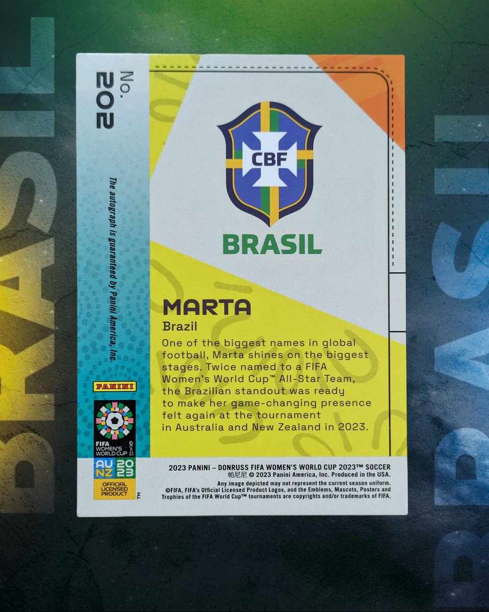 casualcardio's tweet photo. Got that rare first pack mojo! 2023 Donruss FIFA Women's World Cup Marta Silver Auto
#casualcardio #soccer #soccercards #hobby #thehobby #sportscards #collection #psa #psacards #whodoyoucollect #nwsl #usnt #uswnt #marta https://t.co/NFenJp2B2C