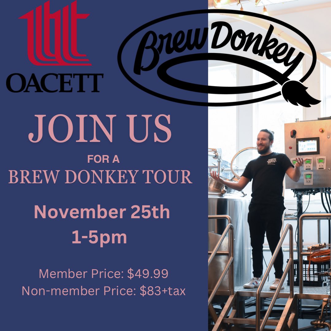 Come join the Ottawa OACETT Chapter on November 25th, 2023 for a unique and exciting social networking event! The Ottawa chapter is hosting a Brew Donkey Tour. 
Event details and registration are in your email! 
Register soon as spots are limited!
#oacett