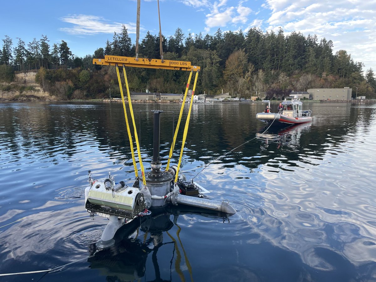 48Nsolutions's tweet photo. Making history: the first #tidalenergy device deployed in Puget Sound!

This marks an exciting milestone for our clients at Applied Physics Laboratory-UW and Pacific Marine Energy Center. 48 NORTH proudly provided the essential regulatory &amp; permitting support for this deployment https://t.co/nNAgu0h9Zm