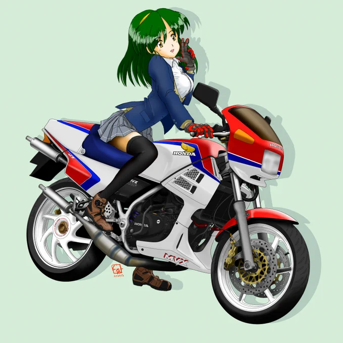 #もしも自分がアイコン通りの容姿ならどうしましたか 制服着てバイクで学校いく 