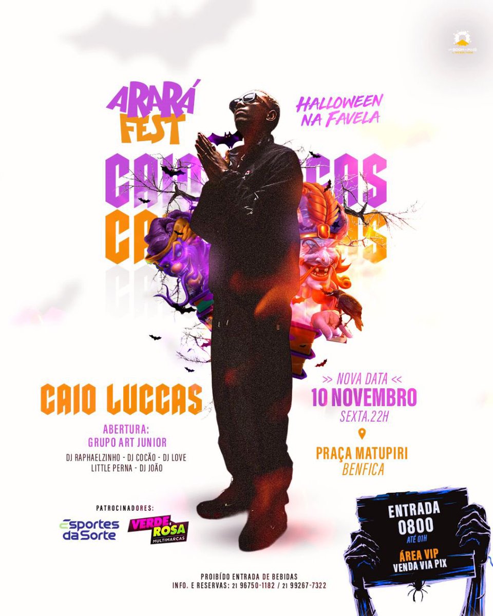LebaidoArara's tweet photo. NOVA DATA TA NA PISTA ‼️

SEXTA-FEIRA CONFIRMADO CAIO LUCAS NO CAMPO DA MATUPIRI 🎃👻🔝 https://t.co/tgh0X6uIZc