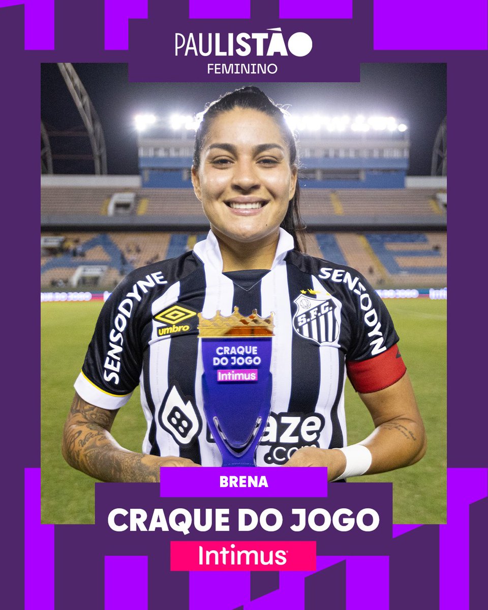 PaulistaoFem's tweet photo. É DELA!
Autora do gol da vitória do Santos no clássico, Brena foi escolhida pela galera como a Craque do Jogo!
#FutebolPaulista #PaulistãoFeminino #CraquedoJogo #Intimus
📷Rebeca Reis/Ag. Paulistão/Centauro https://t.co/5cz7iIiEqX