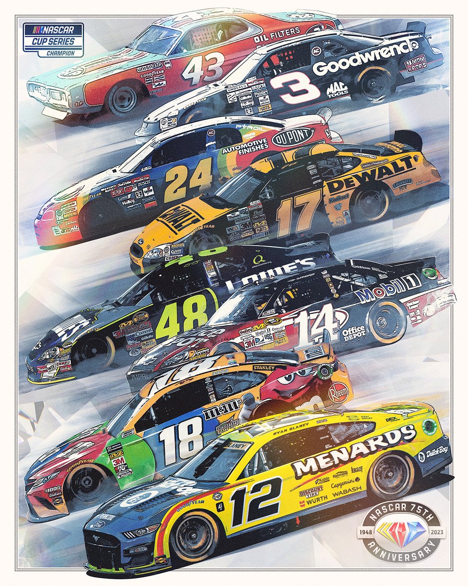 NASCAR's tweet photo. 75 years of heroes, icons and champions. #NASCAR75 https://t.co/xSRmM8jfe0