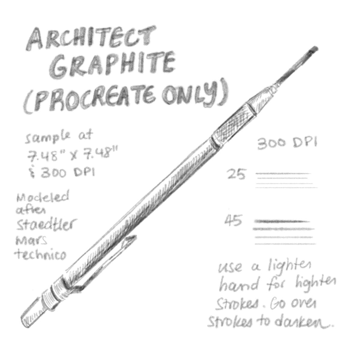 new brush up in the sh0p, modeled after an architect's graphite pencil that i like to use! pay what you want! 🔗 below