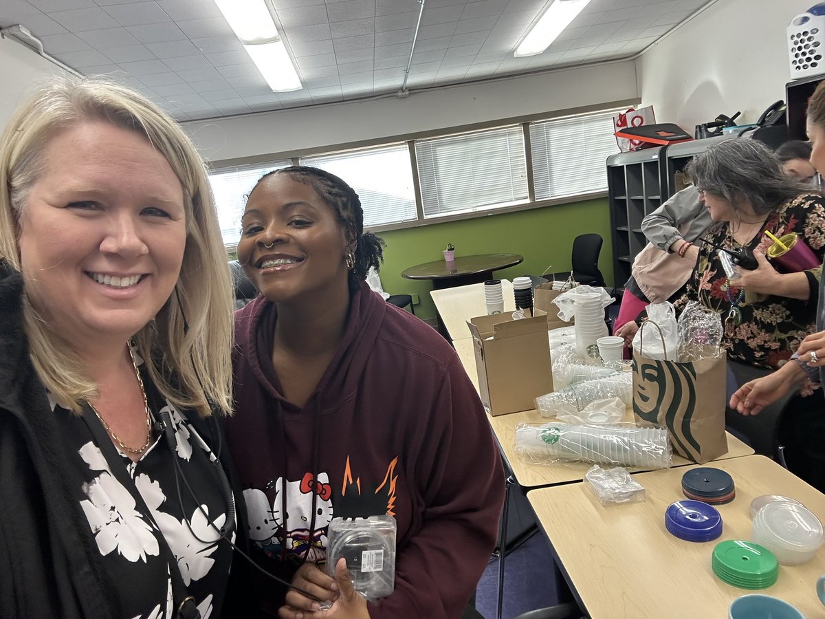 Thankful for parents who work for @Starbucks and want to spoil our staff with all the cups, mugs, coffee and treats!