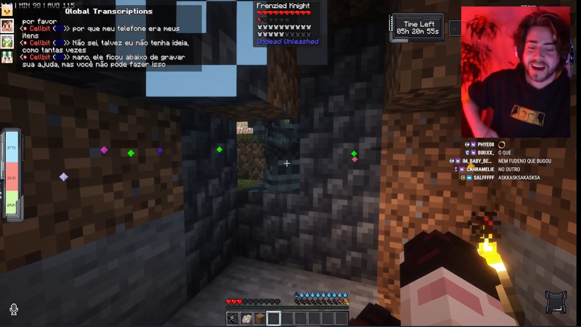 Cellbit acima de mim e eu abaixo dele