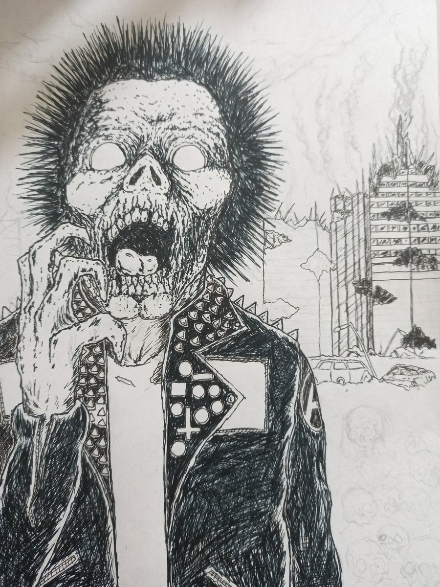 dishuesos's tweet photo. El trabajo de arte en progreso cada día tiene más detalles. 🤔😬👏☢️☣️🧟♂️#ZombiePunk #ToxicZombie #ArtPunk #Ilustraciones #NuclearHolocaust https://t.co/aXAltynZtI