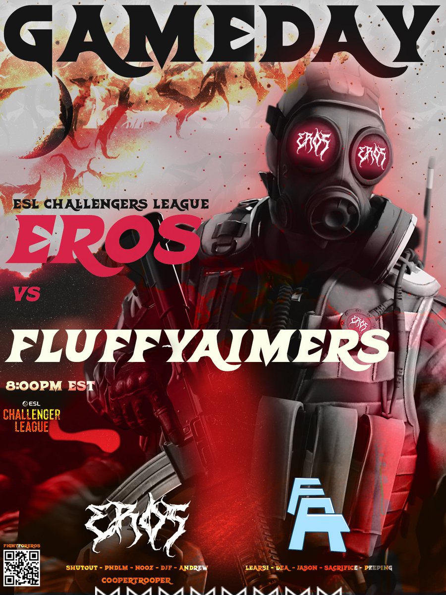 ErosCollective's tweet photo. GAMETIME

⚔️EROS VS FLUFFY AIMERS
⏰ 8:00pm EST (Stream in Replies)
❓ESL Challengers League 

#FightForEros https://t.co/WCUuawv9TA
