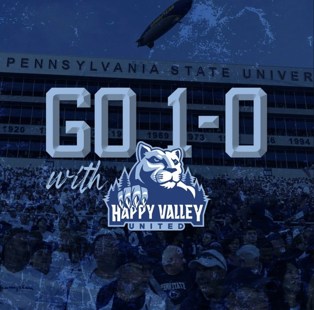 Every week, our goal is to go 1-0. Your support in Beaver Stadium gives us a huge advantage but we need support off the field too. Give to @happyvalleyutd and the 1-0 Campaign NOW to win two tickets to our game against Michigan! Give Now — givebutter.com/QdPqBC