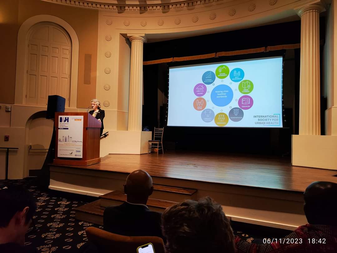 AbuContehSLURC's tweet photo. At the reception of the @IS_UrbanHealth Conference, different speakers spoke about urban inequalities, social determinants of health, green cities and urbanisation as key drivers of the urban future. @ARISEHub partners from across 3 continents are in attendance.  @SLURC_FT https://t.co/M7YVOf3Csh