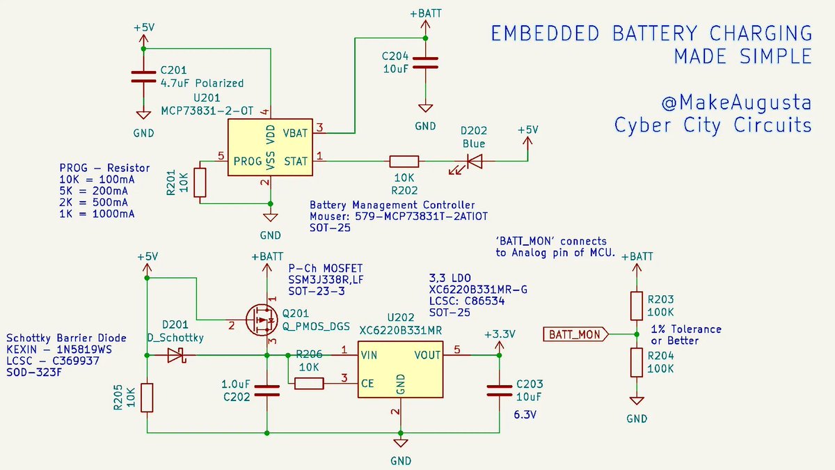 MakeAugusta's tweet image. Here is a simple design that will switch automatically between a 5V USB input and a LiPoly battery. I hope this helps.