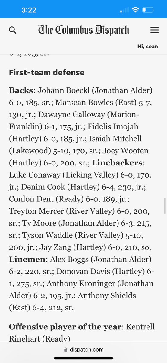 Proud of all my guys who made first team. Honored to be on the list again this time as a linebacker. For “not being a game changer” happy at least someone thought so.