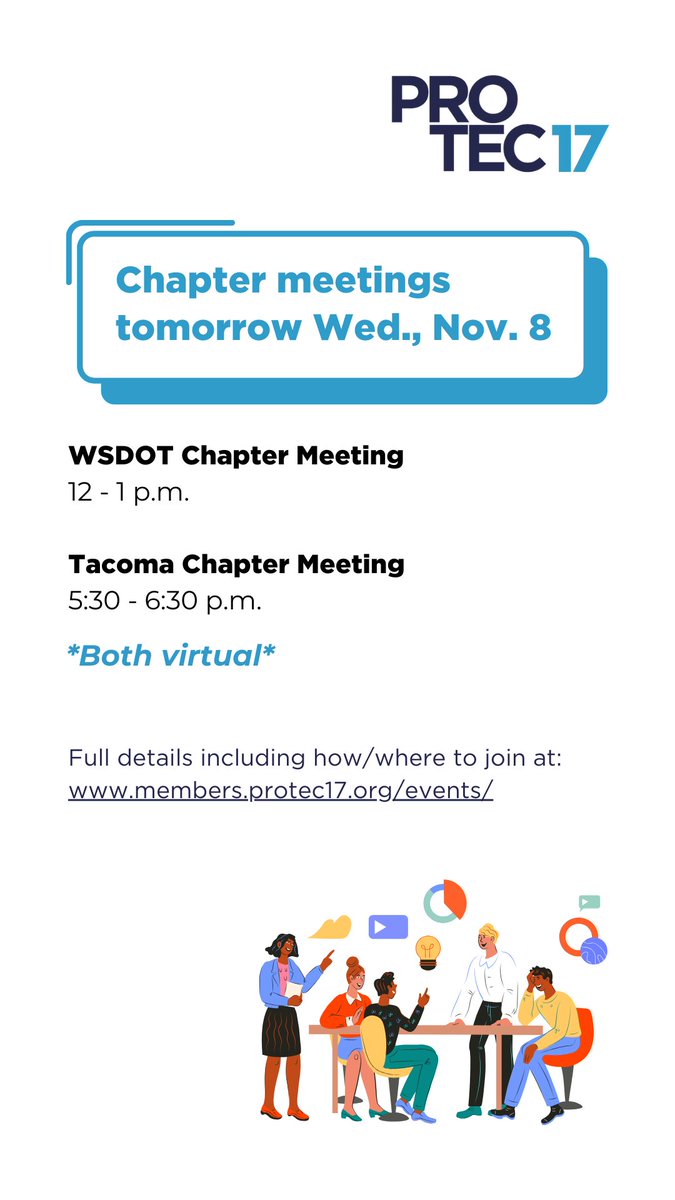 PTE17's tweet photo. It's a two for one! 😎 We have TWO chapter meetings TOMORROW Nov. 8 -- one for WSDOT members and one for Tacoma members! #UnionMeeting #UnionFun https://t.co/HFCocmdKKl