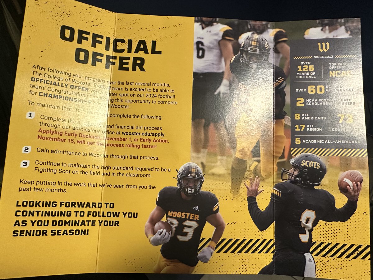 Jamison_Davis11's tweet photo. Blessed to say i have received my 3rd official offer from 🖤💛@WoosterSports #AGTG @_coachkeet @Coach_Colaprete  @CoachZachDennis @bornbred09 @Yatestraining10 @SagetVlad @Bryan_Cooney @JonSantucci @Dwight_XOS @larryblustein @EraPrep https://t.co/GY5Aha0mMk