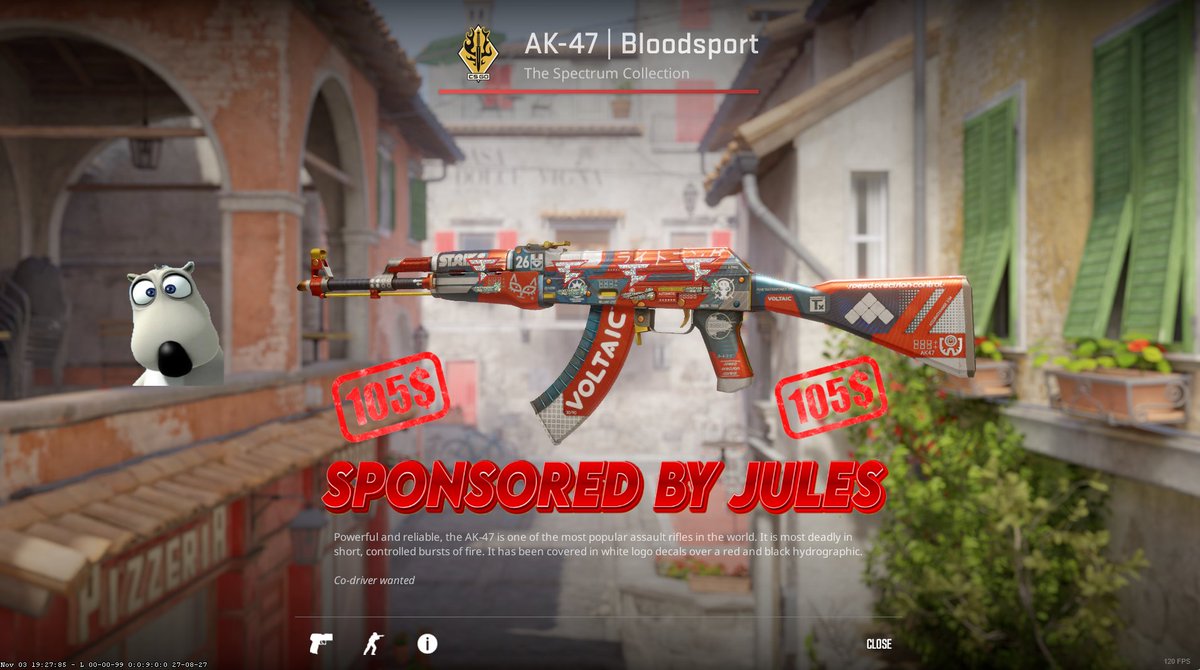 🐶Sponsored by @jules_1407   🐶

👉AK-47 Bloodsport  FT (105$) 

✅Follow @jules_1407
☑️ Retweet and tag 2 friends

⏰Rolling in 7 days
#CS2 #CSGO  #CSGOGiveaway