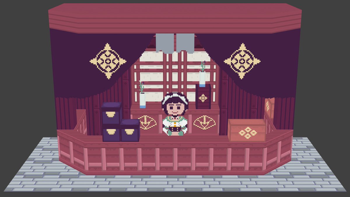 ini_rizas's tweet image. Final Inazuma Katheryne from Genshin Impact.

I think it is good 3d pixel art for my first attempt. Not the best art, but this is my best.
#pixelart #blender #sprytile #genshinimpact