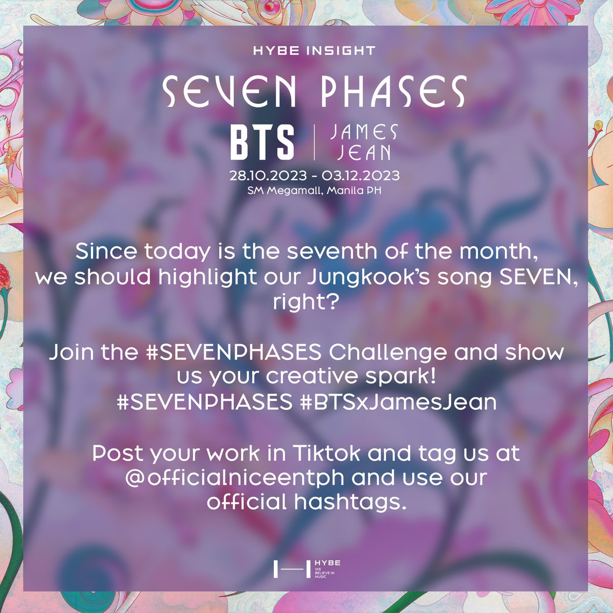 Since today is the seventh of the month, we should highlight our Jungkook's song SEVEN, right?  Join the #SEVENPHASESChallenge and show us your creative spark! #SEVENPHASES #BTSxJamesJean

#BTS #방탄소년단 #JamesJean #BTS_7phases_exhibition #BTS_7phases