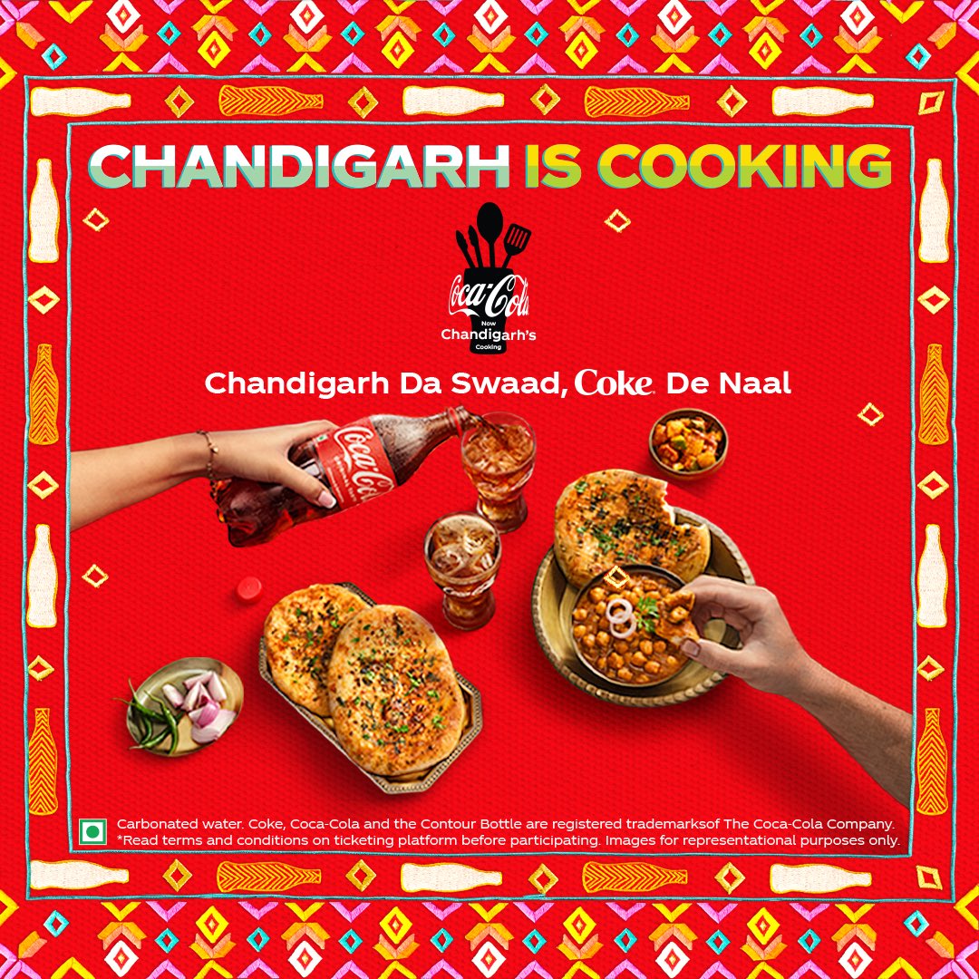 CocaCola_Ind's tweet photo. Ho jaaiye taiyaar - chakhne Chandigarh da swaad, Coke de naal! 🥳

A music and food celebration you can't miss! 🤤
 
Join us at Coca-Cola’s #ChandigarhIsCooking to experience Chandigarh at its culinary best. ❤️🍴🥤
30+ food stalls | 10+ artists | live performances and games https://t.co/hdOu2wfVJe