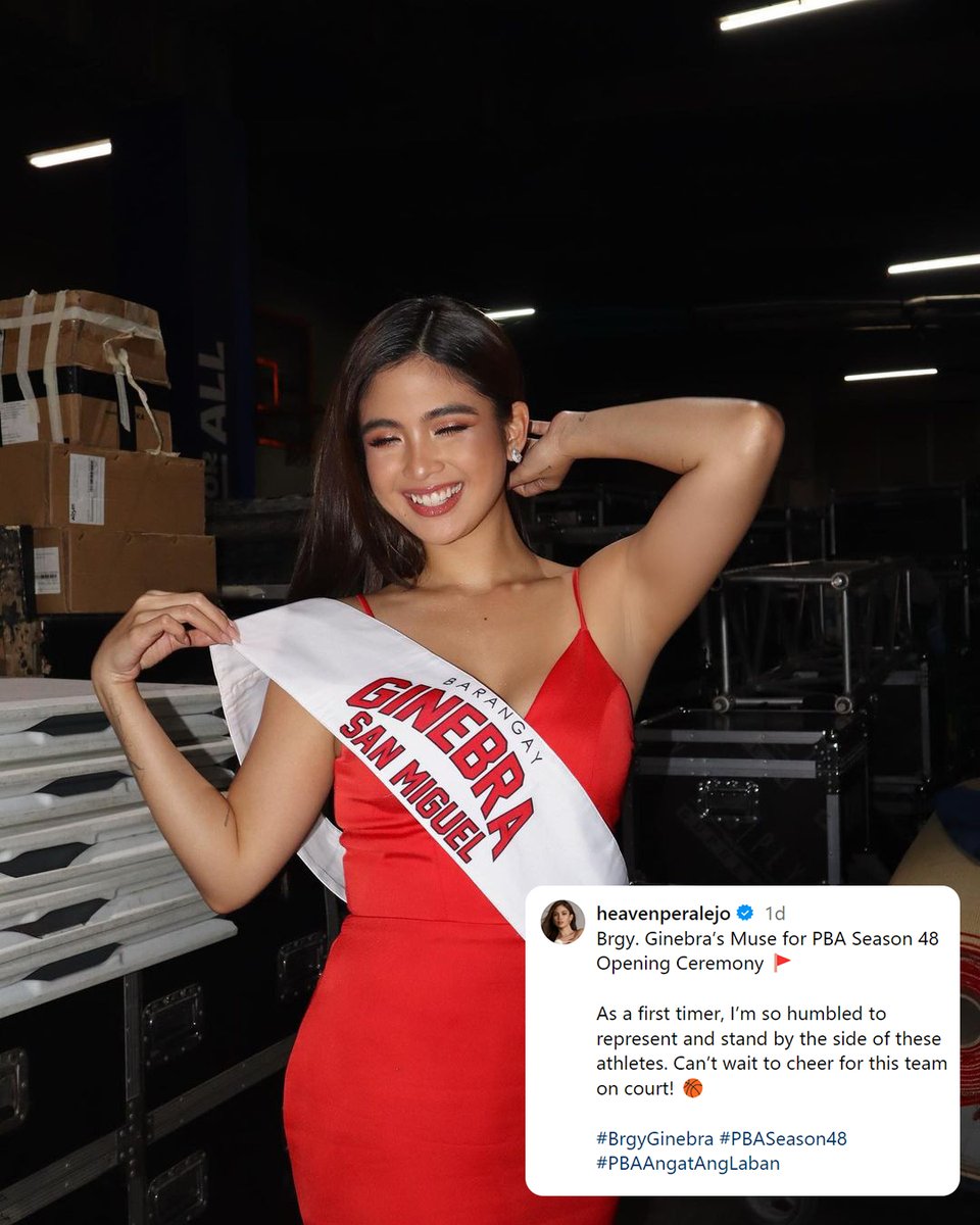 psngayondigital's tweet photo. 'I'M SO HUMBLED TO REPRESENT AND STAND BY THE SIDE OF THESE ATHLETES' 🏀

Aktres na si Heaven Peralejo, nag-share ng ilang photos bilang muse ng basketball team na Barangay Ginebra San Miguel para sa PBA Season 48 Opening Ceremony. https://t.co/gqYN3Nsti2