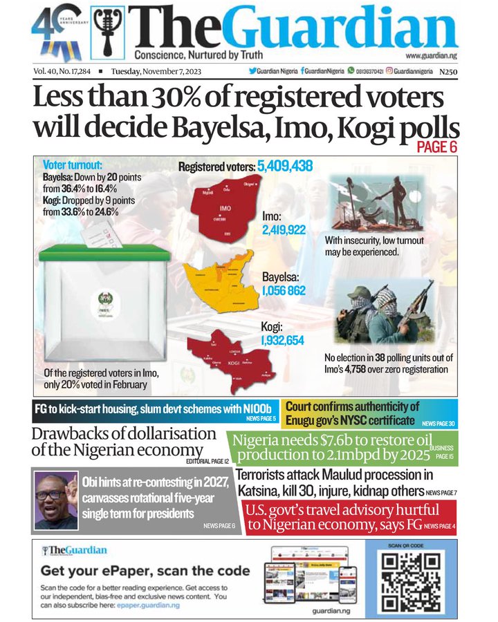 alpha1065fm's tweet photo. Newspaper 📰 #Headlines Tuesday  7th November
#SportsUpdate #NigeriaNews 

(2) https://t.co/KtqyPP6ywj