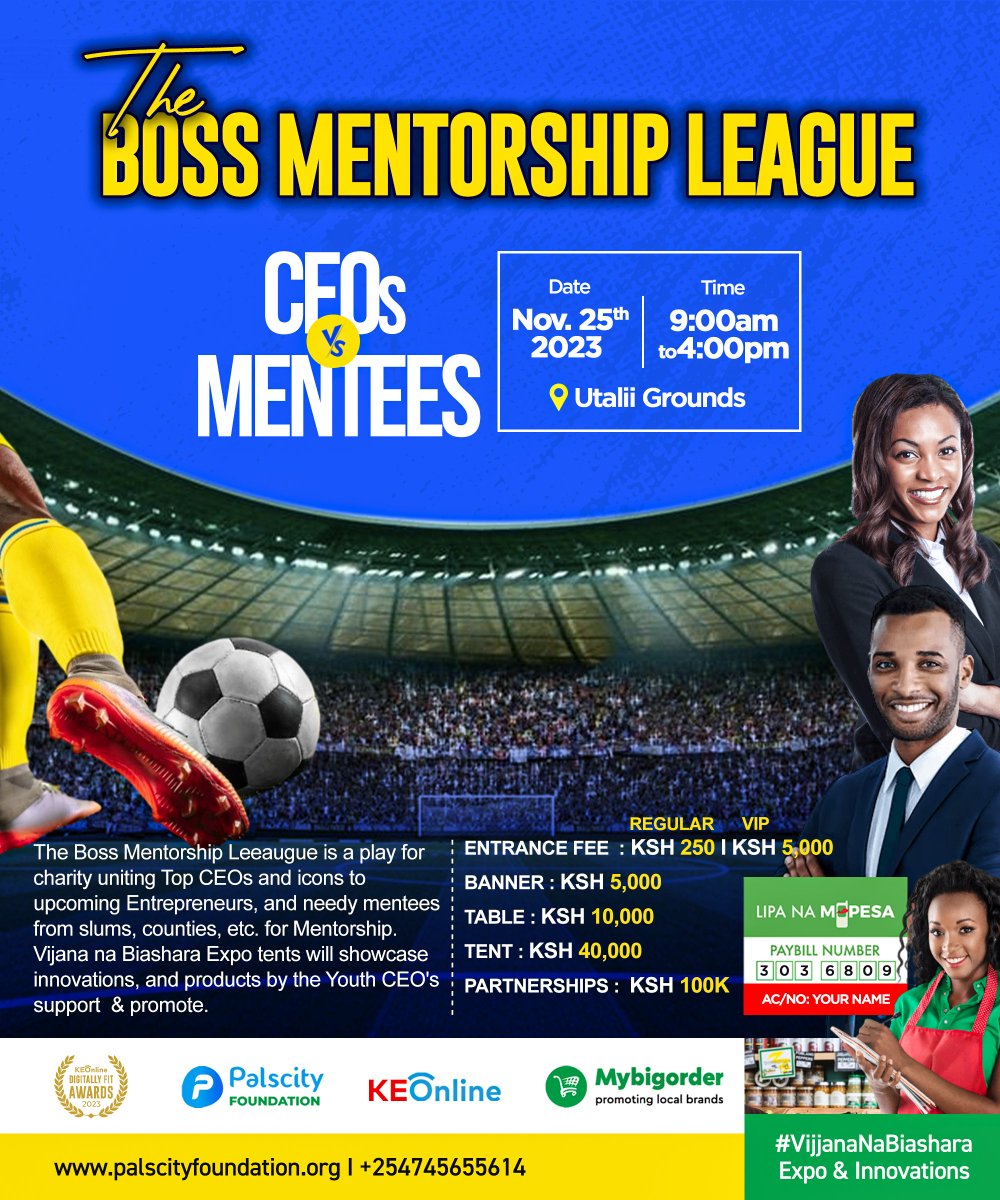 oramedia_kenya's tweet photo. Special invitation to the esteemed BOSS MENTORSHIP LEAGUE &amp; VIJANA NA BIASHARA expo on 2nd Dec,2023 at Utalii Grounds &amp; Businesses to DIGITALLY FIT AWARDS Gala Dinner at Safari Park Hotel on 24th Nov 2023.
#TheBossMentorshipLeague #VijanaNaBiashara 

#Azziad #TotChe https://t.co/XaZELdMDvw