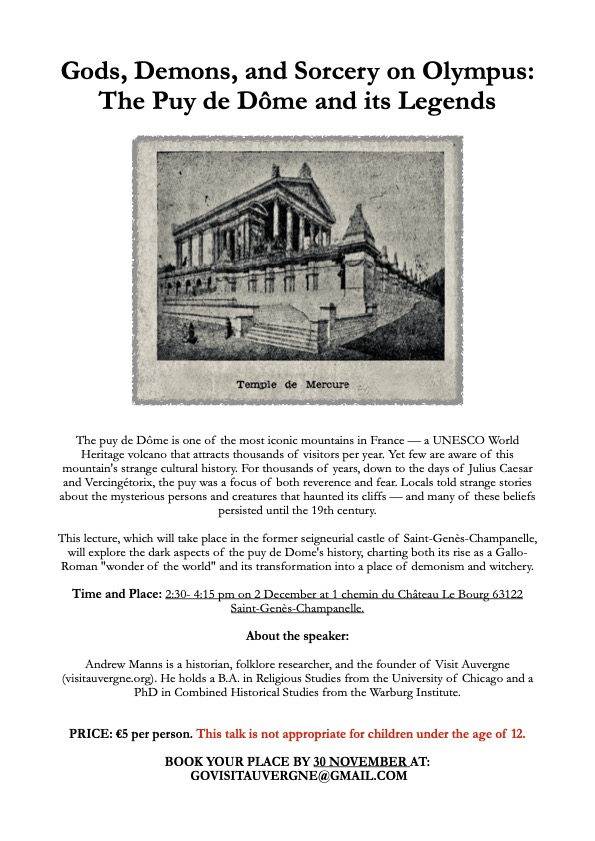 Don't miss this lecture on the legends of #puydeDôme in the former seigneurial castle of Saint-Genès-Champanelle👉

<a href="/chainedespuys/">Chaîne des Puys</a> <a href="/ClrmntMetropole/">clermontmetropole</a> <a href="/Departement63/">Puy-de-Dôme, mon Département</a> <a href="/auvergne/">Auvergne Tourisme 🌻</a> 

#legendes #conférence #patrimoine #Auvergne #folklore