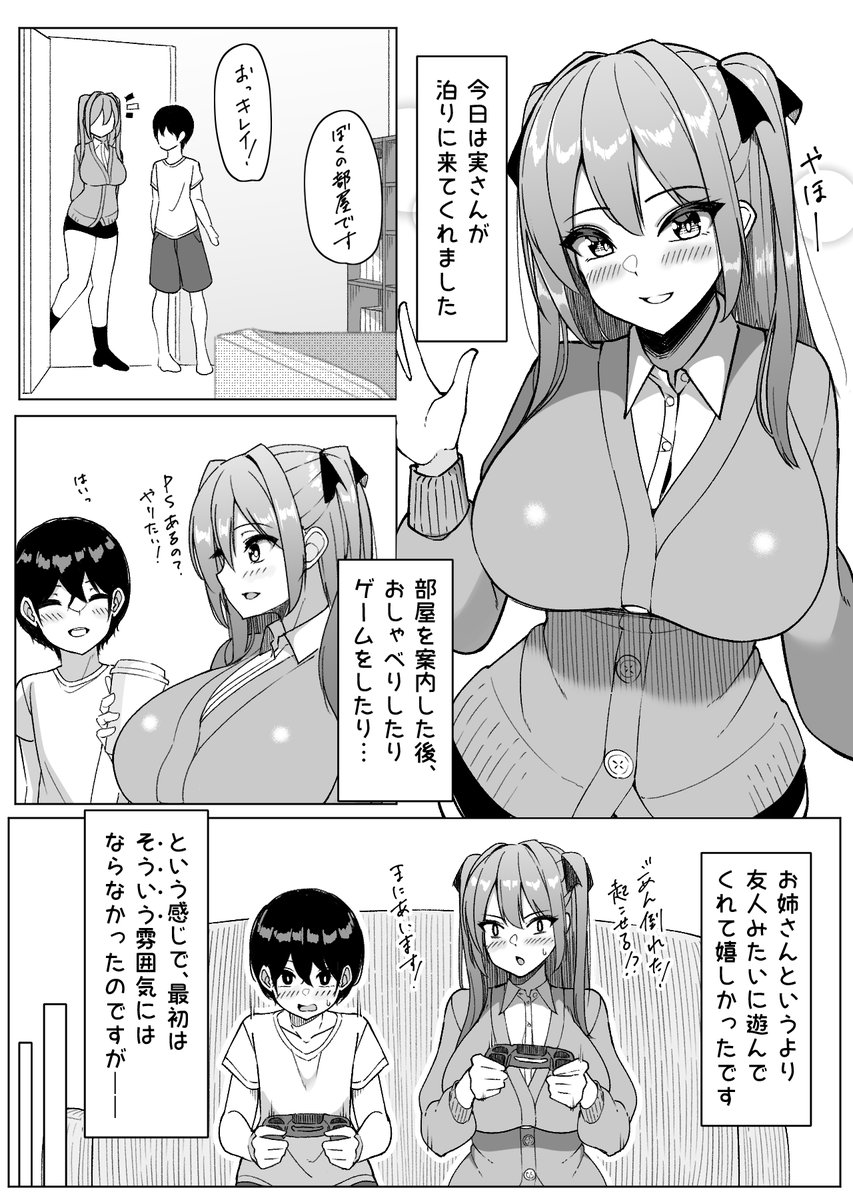 お泊りに来たお姉ちゃんに114cm(L)で抜いてもらう漫画(全7枚) 