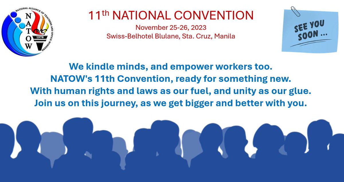 NATOWPhilippin1's tweet photo. With 130 delegates, observers, guests and volunteers from Luzon, Visayas, and Mindanao, and just 19 days to go, we're gearing up for an event like no other - our 11th National Convention! https://t.co/y8cawUcfnM