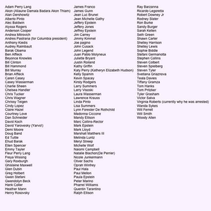 The Epstein island flight list: