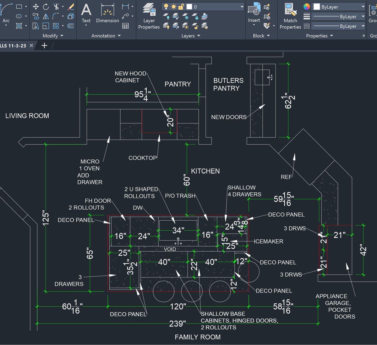 gabi_sperry's tweet image. My comfort zone. Drafting my thoughts through this Partial Kitchen Remodel in my favorite program AutoCAD. It starts in a 2D Floorplan during the Design Phase where I fine tune the details with my clients. #ResidentialDesigner #AutoCAD #DesignPhase