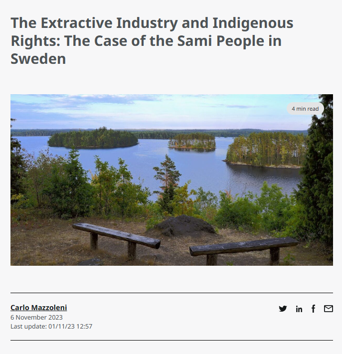 BHRJournal's tweet photo. 📣 Read our latest blog post on the intersection of the extractive industry, indigenous rights, and the Sami people of Sweden by Carlo Mazzoleni. https://t.co/ID6OxKkyrC @LRoordaLaw @ARamasastry #IndigenousRights #RareEarthElements #Sweden #SamiPeople https://t.co/VSp09m1WTe